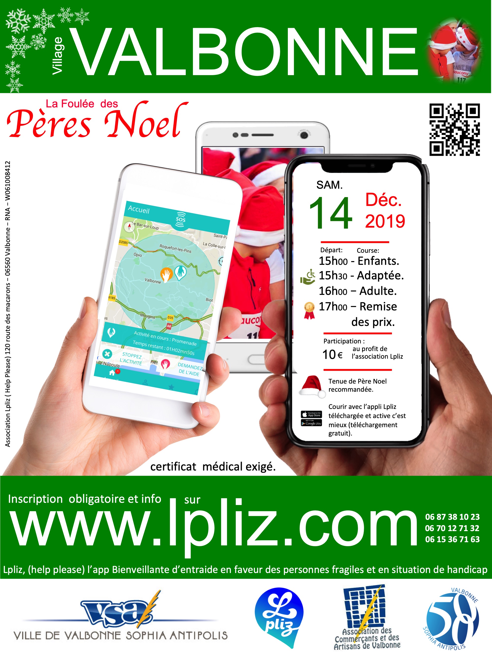 La foulée des Pères Noel 2019 – Valbonne. – LPLIZ